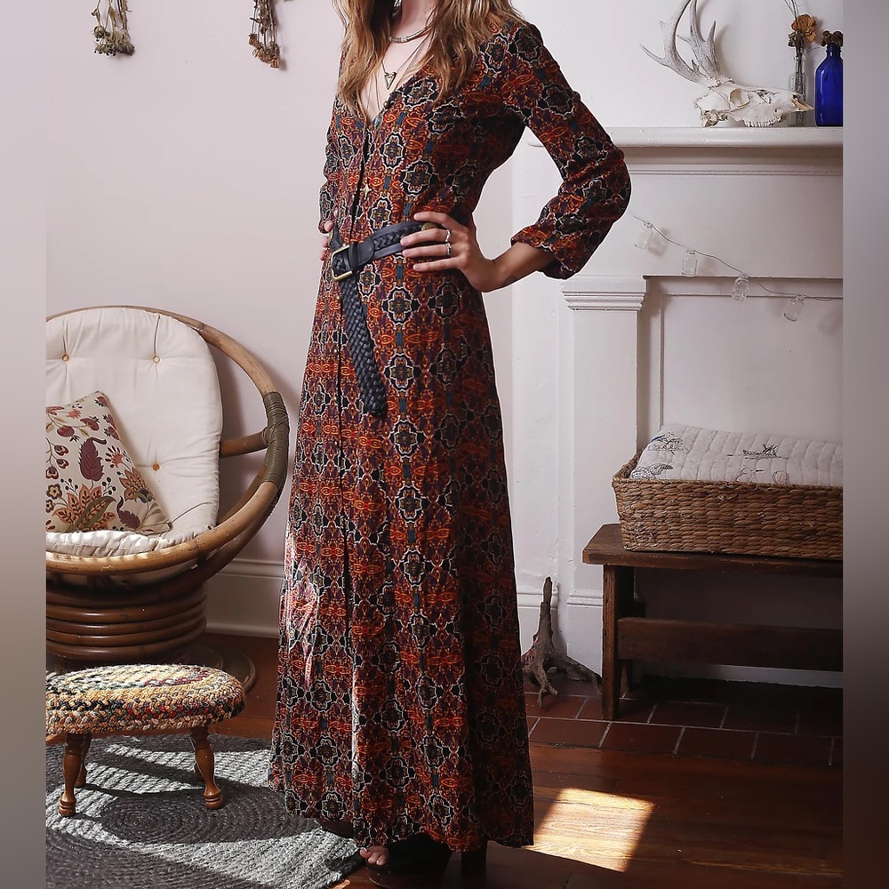 bohemian geometric print maxi dress